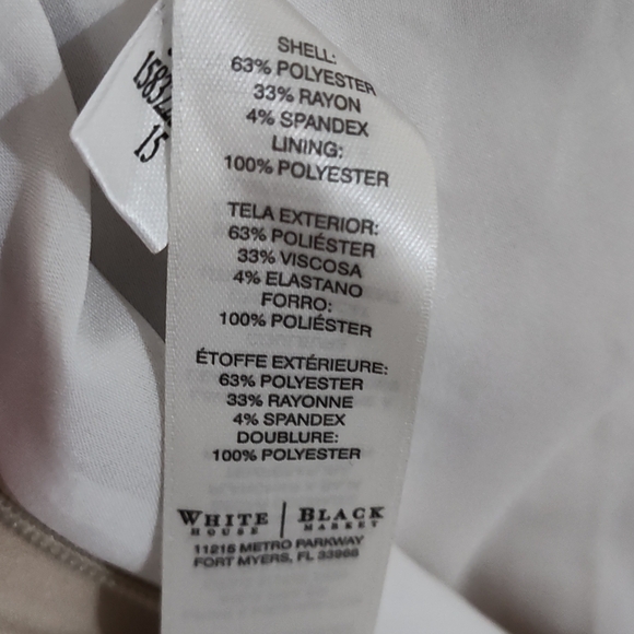 NWT WHITE HOUSE BLACK MARKET WHBM Colorblock Sheath Dress Khaki White Size 10 - Picture 7 of 8